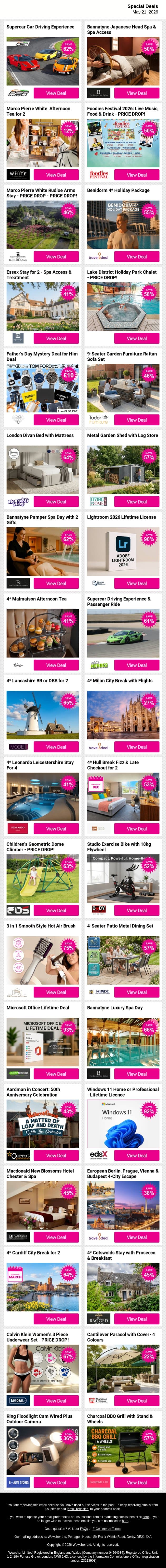Your inbox just got more interesting 👀 View deals email from Wowcher screenshot