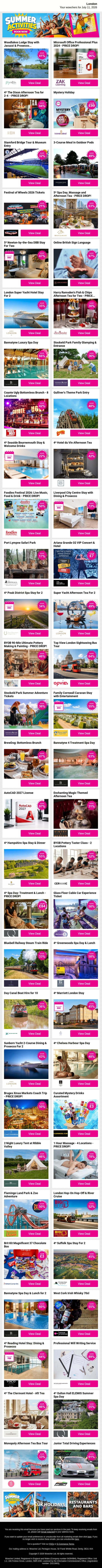 Woodlakes Lodge Stay with Jacuzzi & Prosecco | Microsoft Office Professional Plus 2024 - PRICE DROP! | 4* The Dixon Afternoon Tea for 2-4 - PRICE DROP! | Mystery Holiday | Stamford Bridge Tour & Museum Entry email from Wowcher screenshot