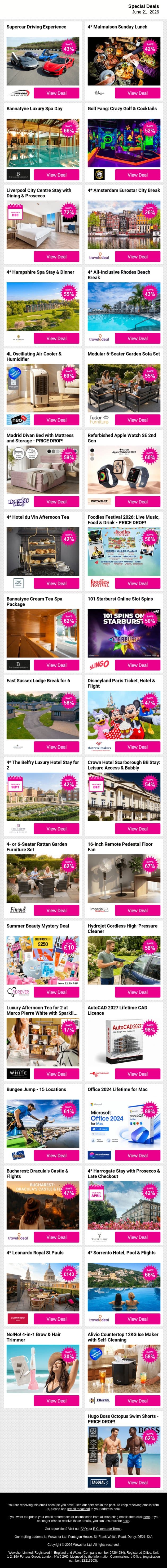 Deals so good, Elon is trying to buy them 🛰️ email from Wowcher screenshot
