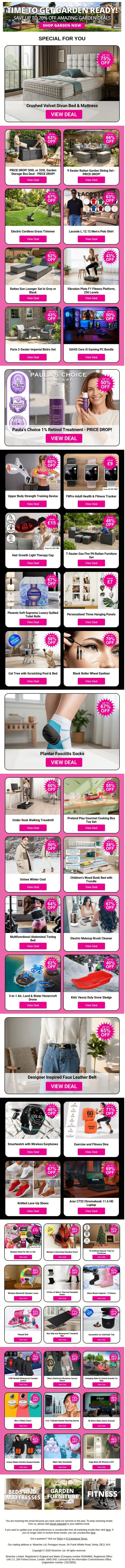 📩Open For Amazing Deals Across Garden, Home, Beauty & MORE! email from Wowcher screenshot