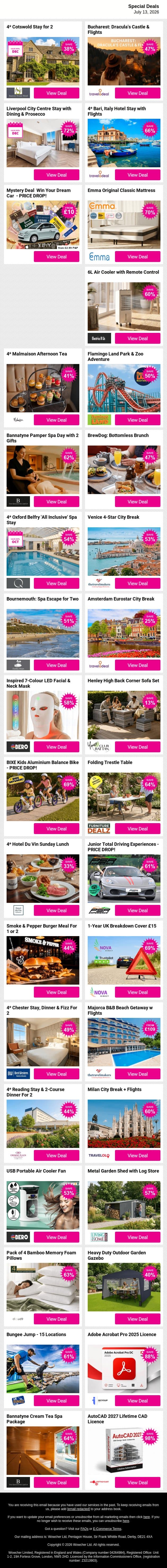 🎁 One Last Browse Before Sleeping, Explore Deals 👀 email from Wowcher screenshot