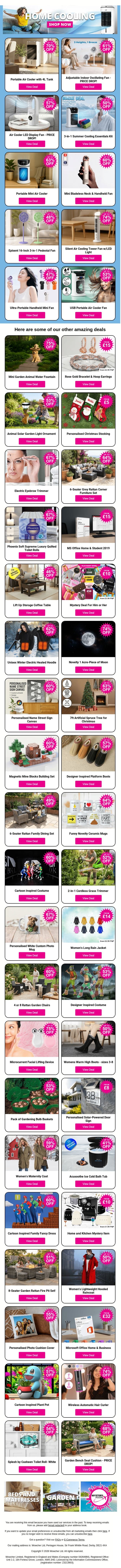 Temperatures Are Rising—Beat The Heat With These Cooling Deals❄️ email from Wowcher screenshot