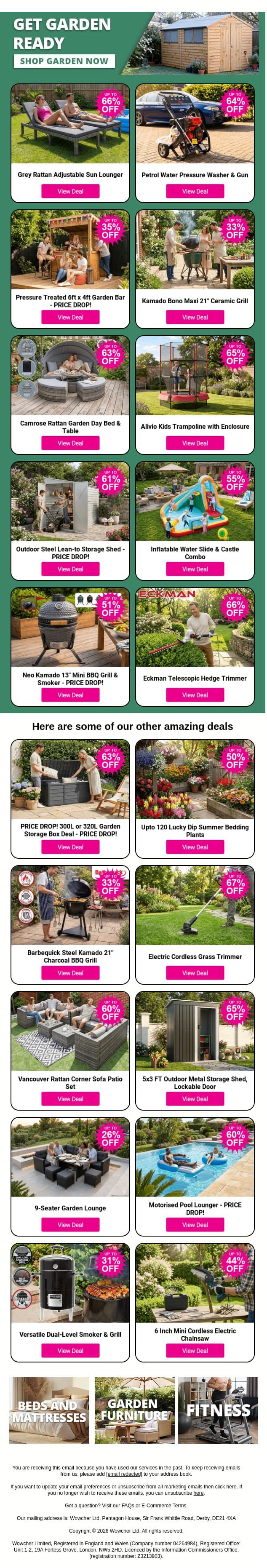 The Weather’s Hot & So Are These Garden Deals..Shop Now☀️ email from Wowcher screenshot