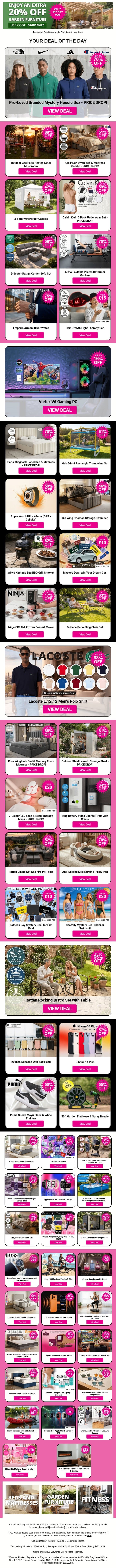 LAST CHANCE to Save on Garden Furniture with an EXTRA 20% with GARDEN20! email from Wowcher screenshot
