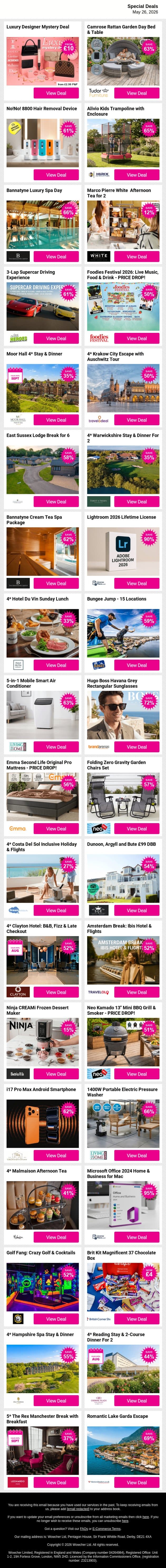 Good vibes, great deals & zero regrets 💥 Browse now email from Wowcher screenshot