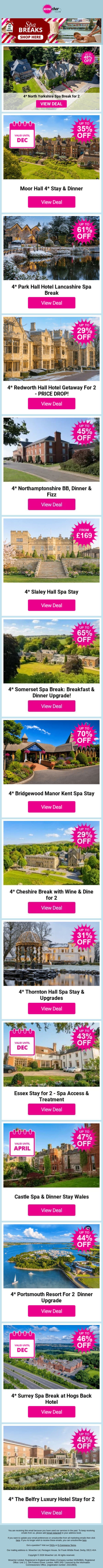 ✨ Relax, unwind & escape with these spa break deals 🌿 email from Wowcher screenshot