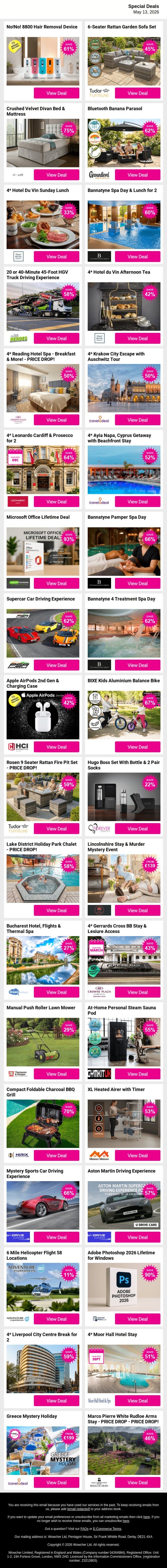 A little something for every mood 😉 Explore today email from Wowcher screenshot