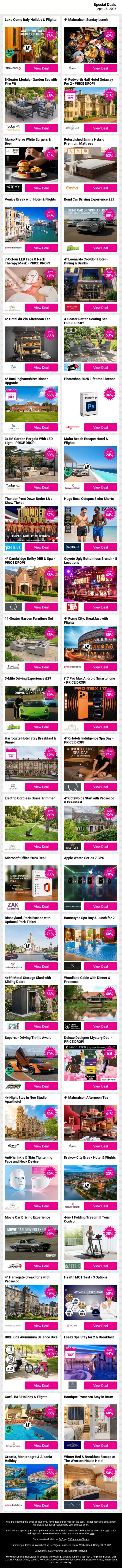 A Better Way to Shop - Explore Today’s Top Deals 🔥🌍 email from Wowcher screenshot
