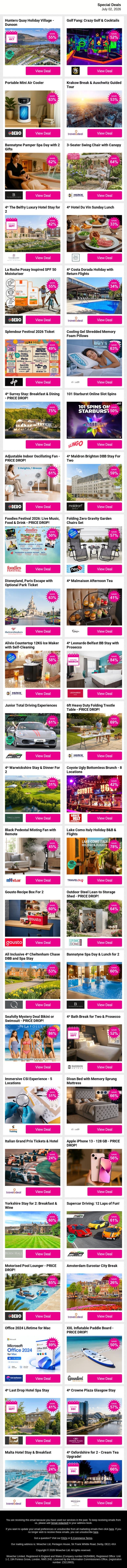 🛒 Travel, Experiences & Great Finds - All In One Place🌟 email from Wowcher screenshot