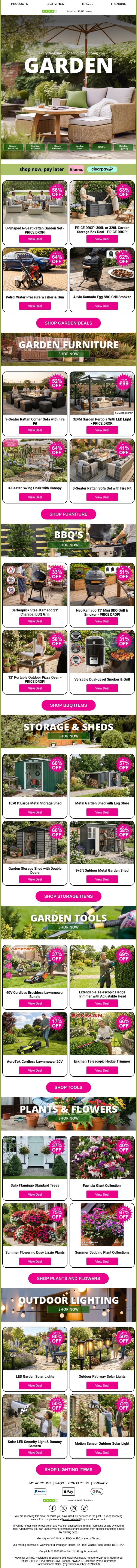 Bring Your Outdoor Space To Life - Shop The Garden Collection Here email from Wowcher screenshot