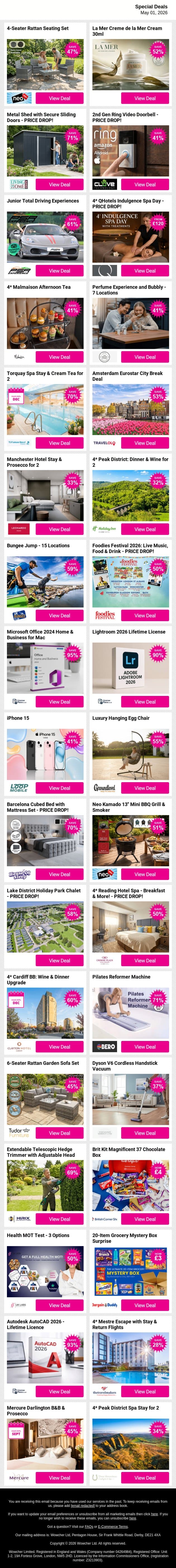 Surprise Deals Inside, Open Quickly 🚀 Unlock Savings email from Wowcher screenshot