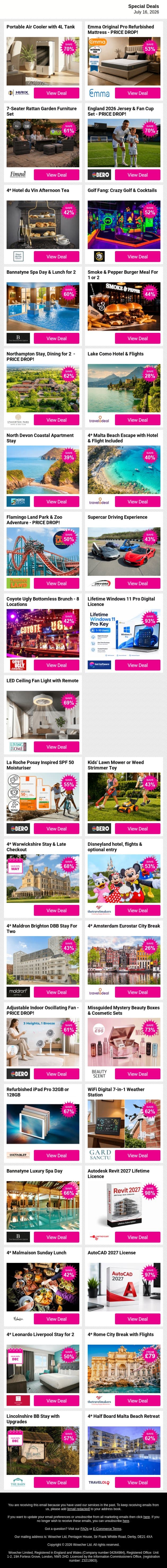 💜 See What's Waiting for You This Evening, Browse Wowcher Deals email from Wowcher screenshot