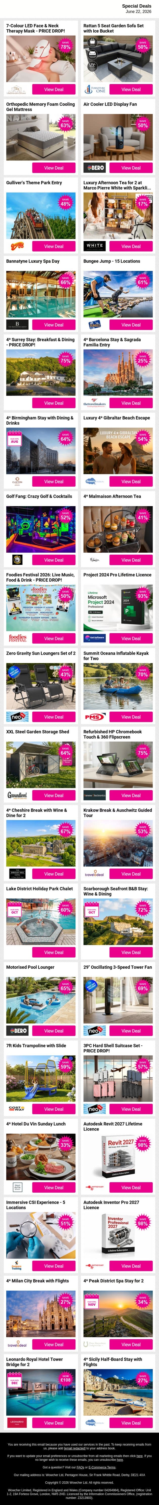 💰 Smart Savings for Smart Shoppers — See What's Inside 💰 email from Wowcher screenshot