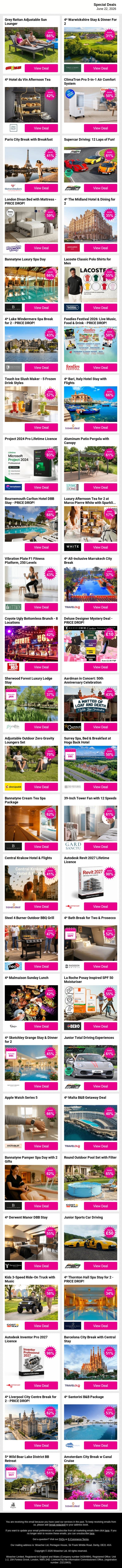 🔥 Hot Deals at Cool Prices - Click Here to Shop Now email from Wowcher screenshot