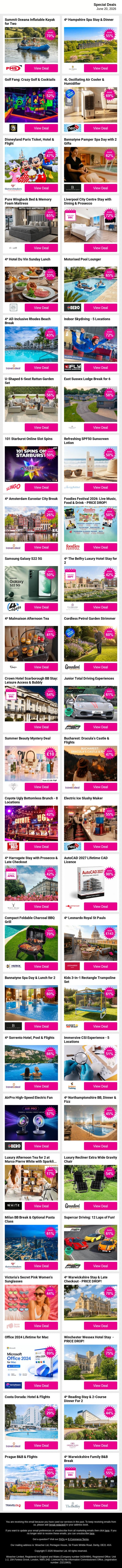 Snap up these deals quicker than a croc can catch a kid! email from Wowcher screenshot