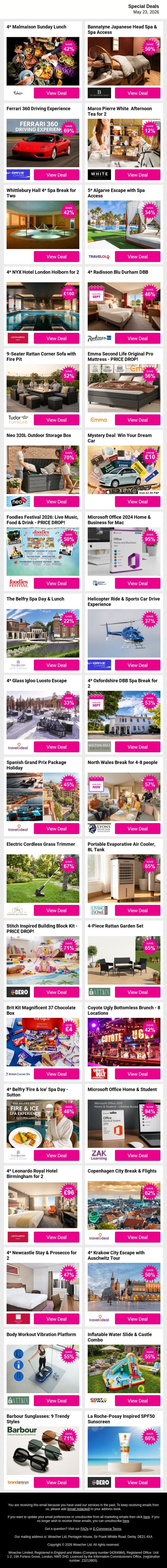 One click closer to better plans ✨ Explore today email from Wowcher screenshot