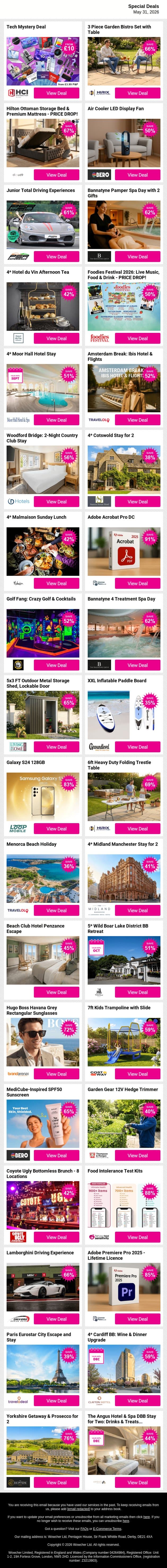🌆 Big weekend energy powered by payday 💸 Grab The Deals email from Wowcher screenshot