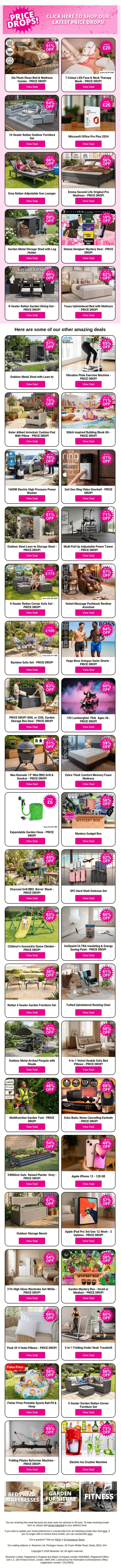 PRICE DROP ALERT! Massive Savings On Top Deals Inside email from Wowcher screenshot