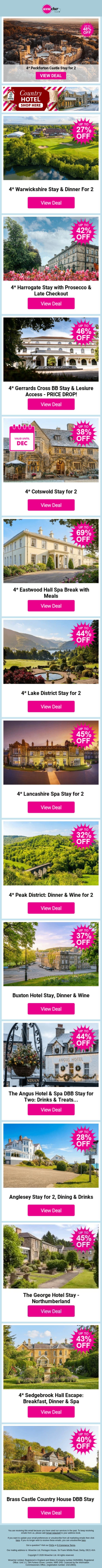 🏡 Discover charming country house hotels for your next break 💫 email from Wowcher screenshot
