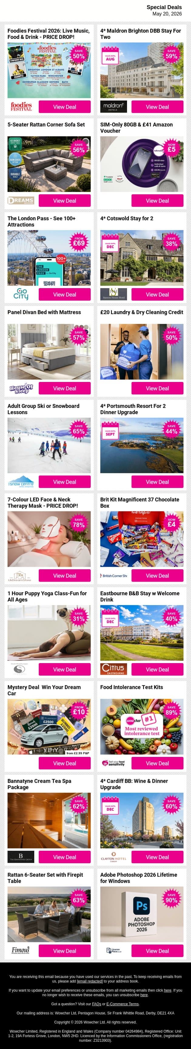 This Week's Best Deals, Handpicked for You! email from Wowcher screenshot