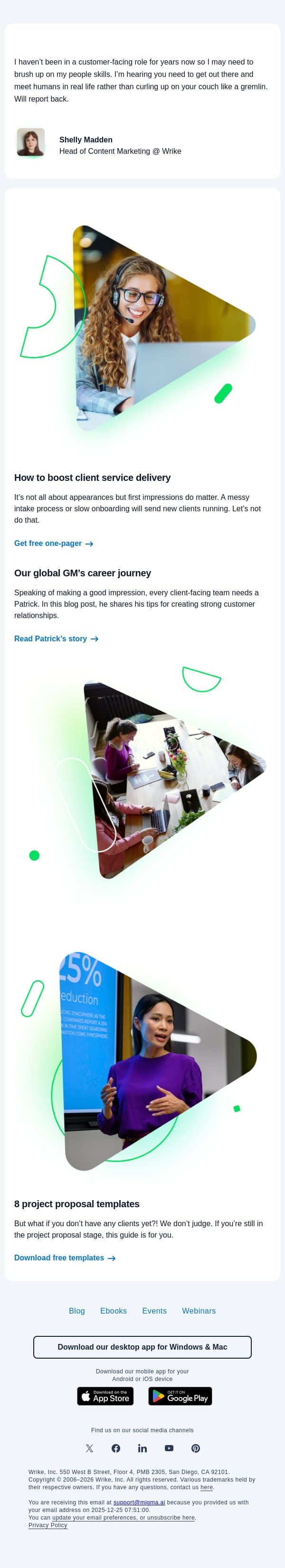 #29: Cool customers email from Wrike screenshot