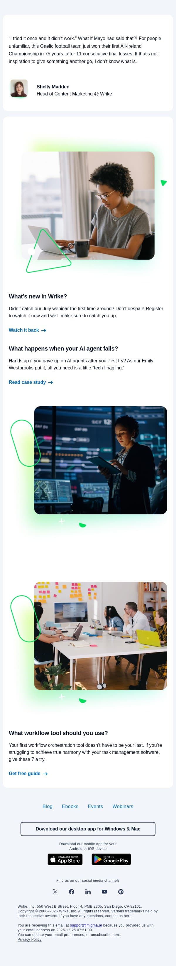 #30: The first cut is the deepest email from Wrike screenshot