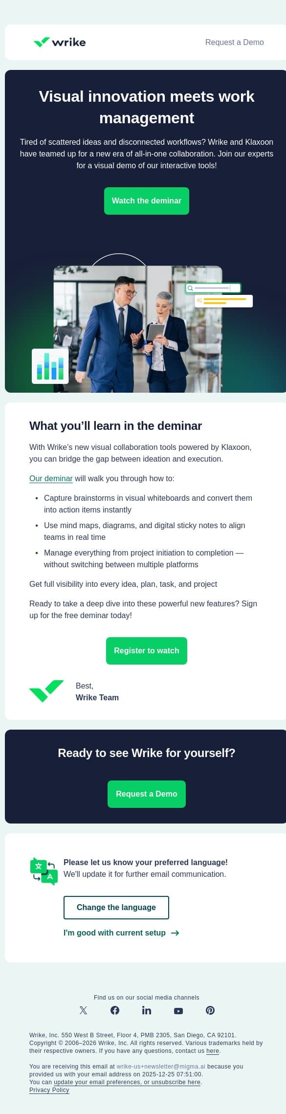 How can visual collaboration help your team? email from Wrike screenshot
