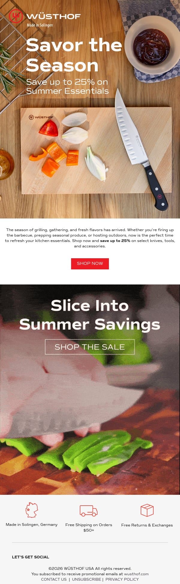 Summer Sale: Up to 25% Off 🔥 email from Wüsthof screenshot