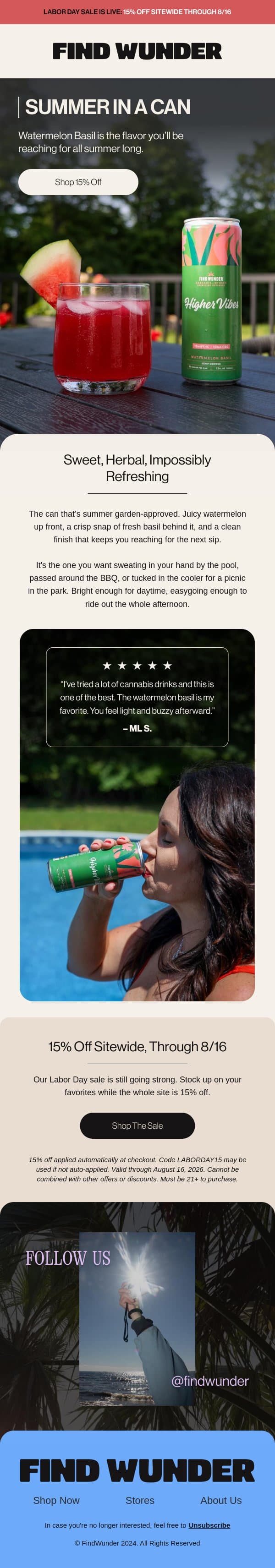 The official drink of Summer ‘26 email from Wunder screenshot