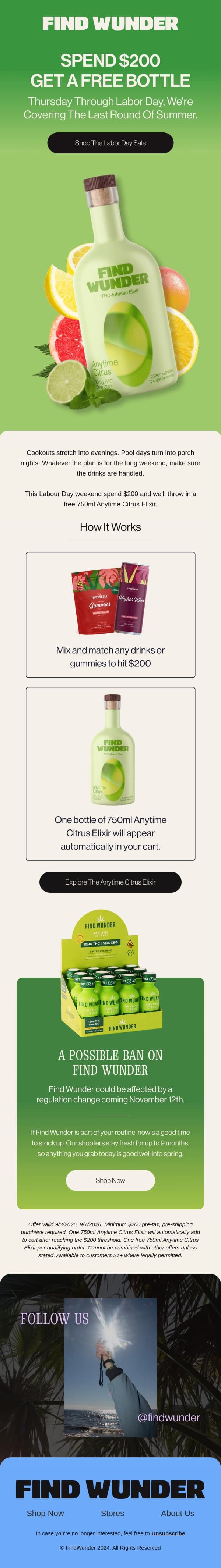 End summer with free elixir email from Wunder screenshot