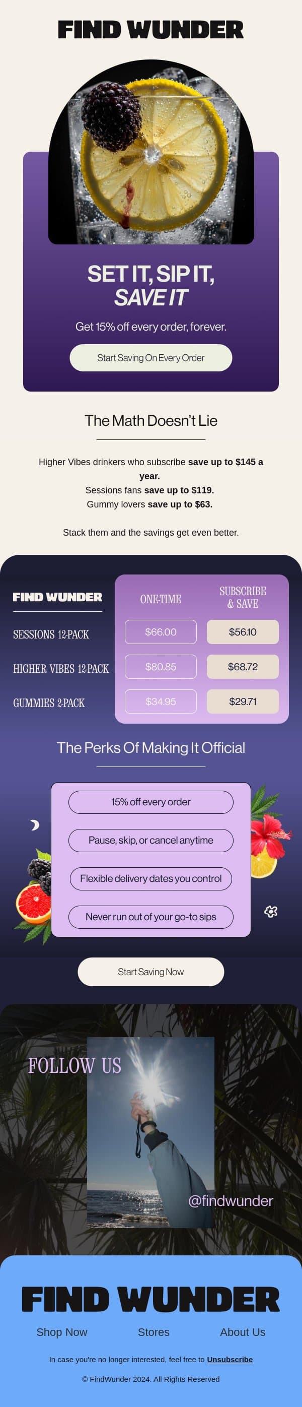 Save $145 a year on what you're already buying email from Wunder screenshot