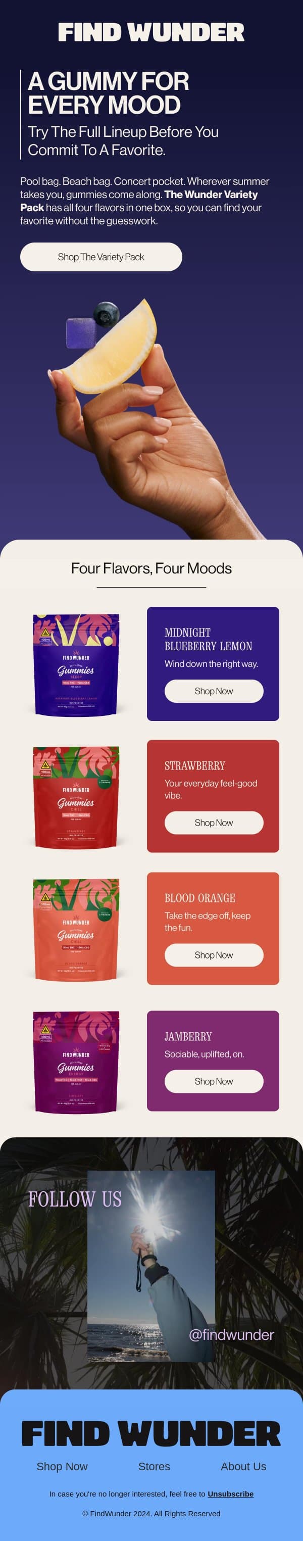 Four flavors, one pack email from Wunder screenshot