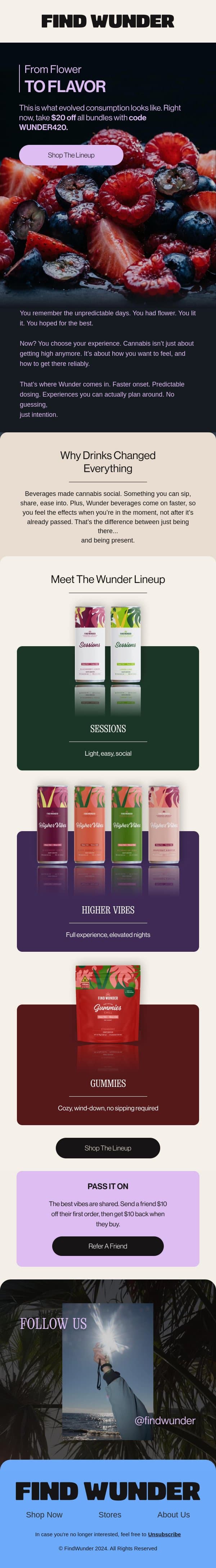 From flower to flavor email from Wunder screenshot