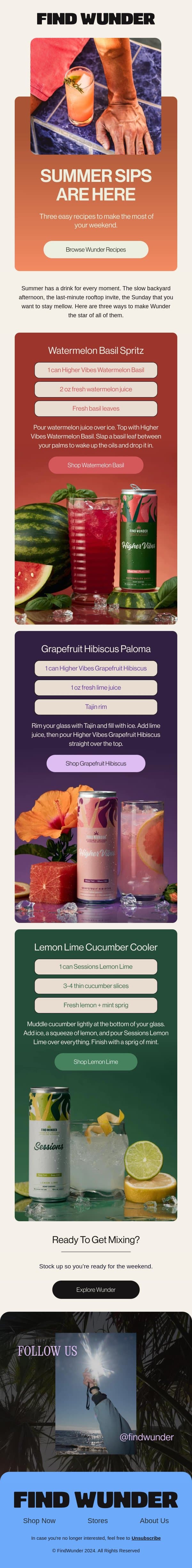 3 summer drinks to make this weekend email from Wunder screenshot