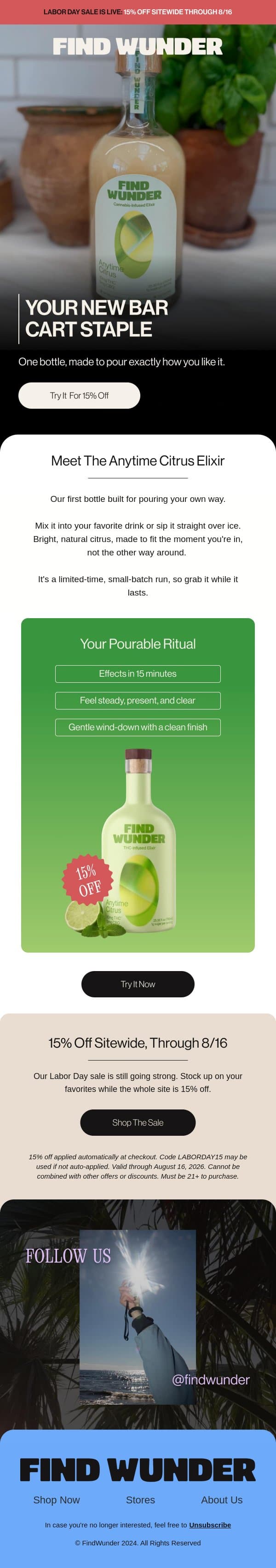 Be your own bartender email from Wunder screenshot