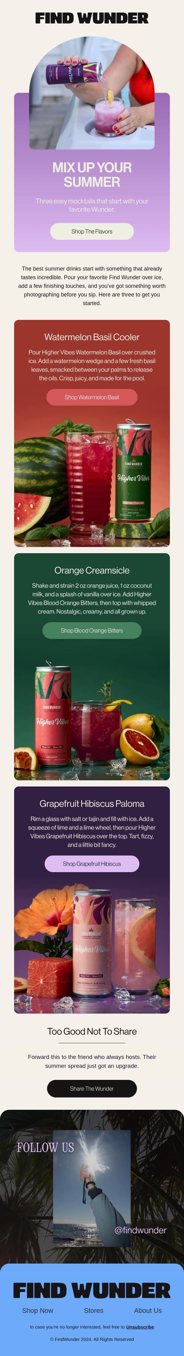 3 fresh mocktails for summer email from Wunder screenshot
