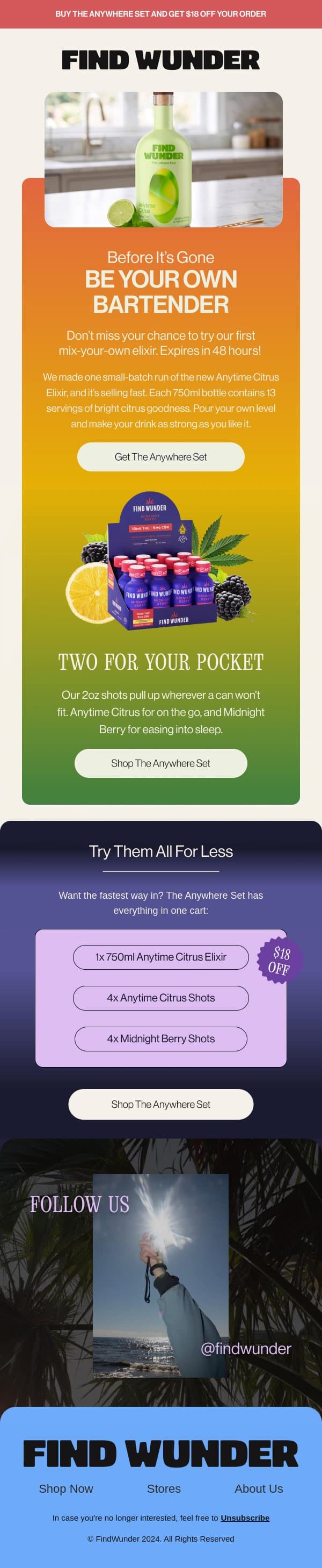 Our small-batch elixir is going fast email from Wunder screenshot