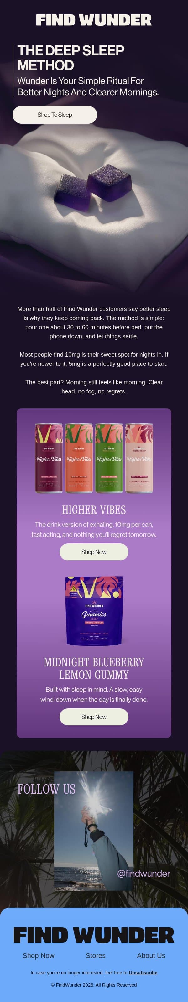 Sleep better tonight email from Wunder screenshot
