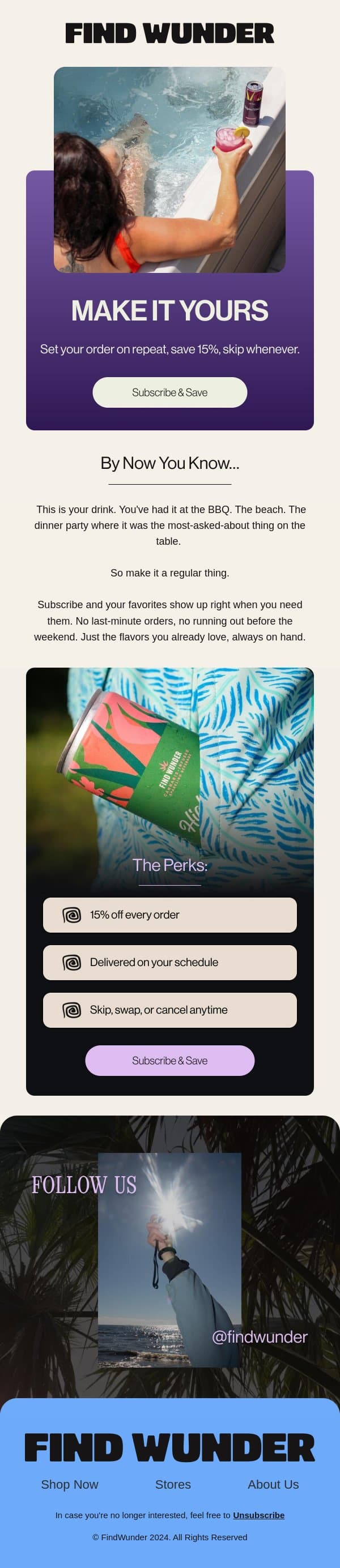 Keep your favorite sips coming email from Wunder screenshot