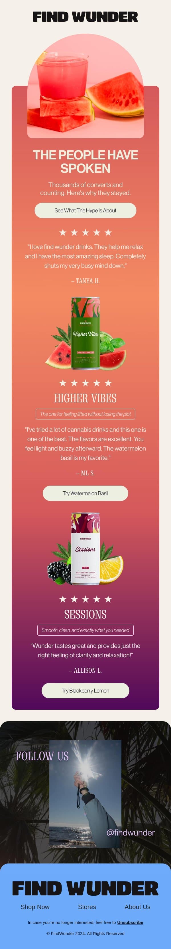 “Wunder converted me!” email from Wunder screenshot