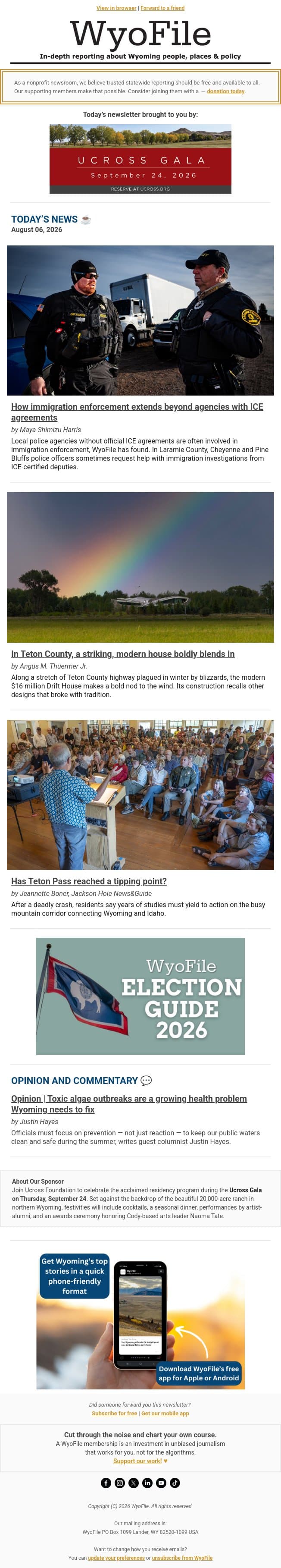 WyoFile's top stories for Thursday email from WyoFile screenshot