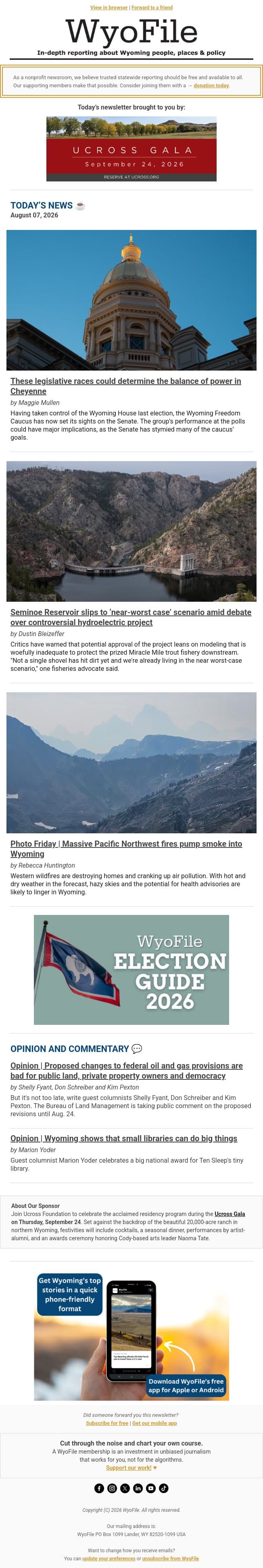 WyoFile's top stories for Friday email from WyoFile screenshot