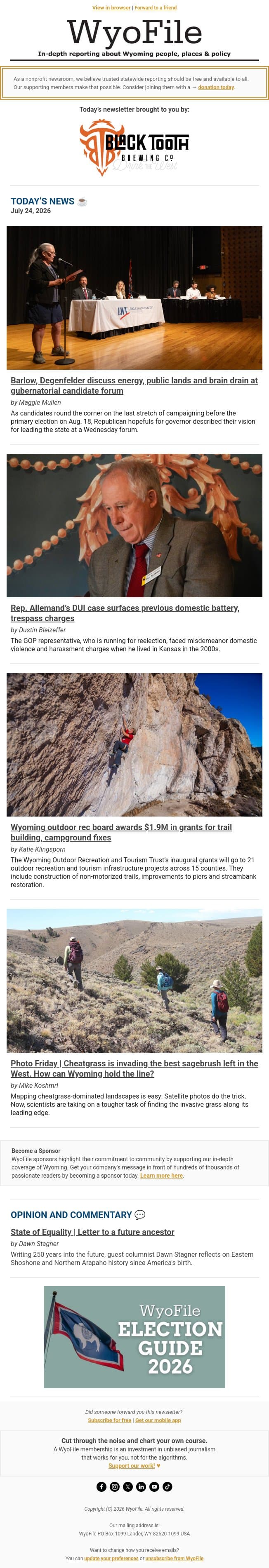 WyoFile’s top stories for Friday email from WyoFile screenshot