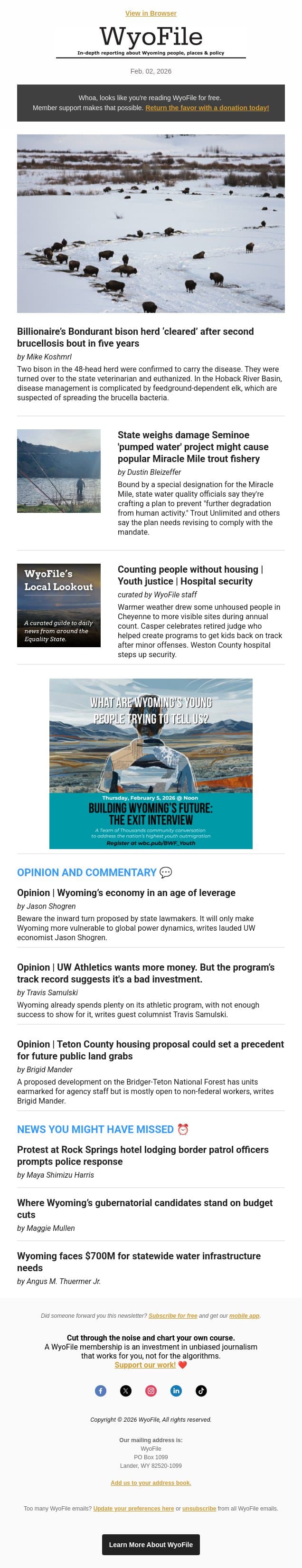 Bison brucellosis bout | Project could flush popular fishery email from WyoFile screenshot
