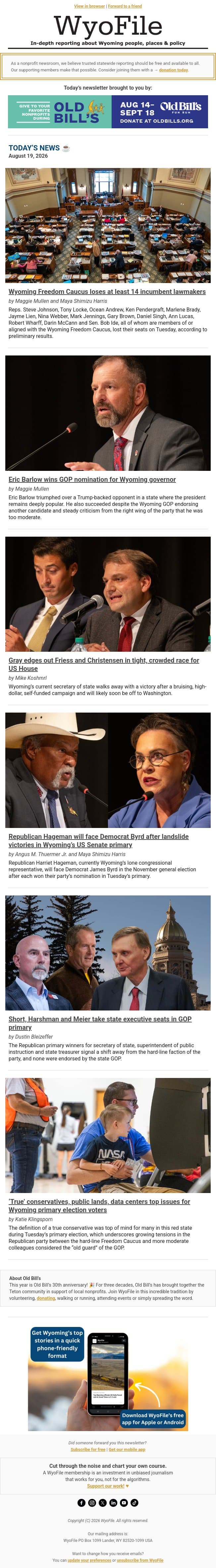 WyoFile’s top election stories email from WyoFile screenshot
