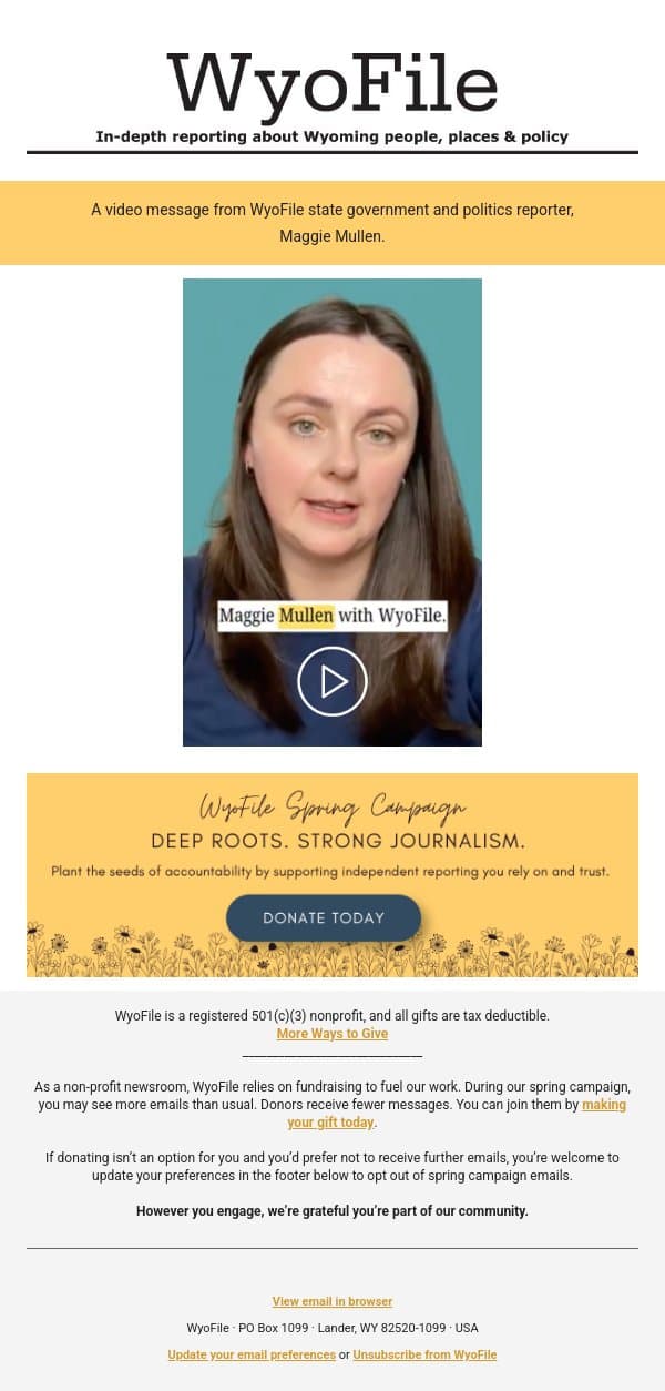It takes resources to cover an election email from WyoFile screenshot