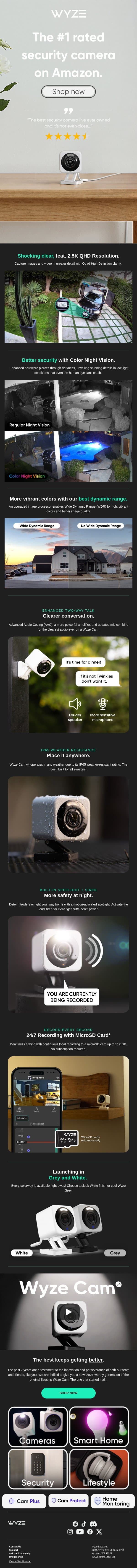 The #1-Rated Security Camera on Amazon email from Wyze screenshot