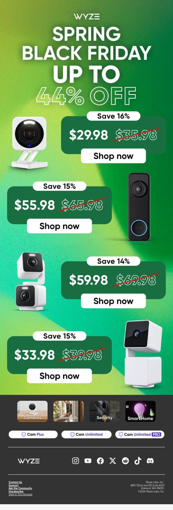 Spring upgrades call for fresh deals 🌱 email from Wyze screenshot