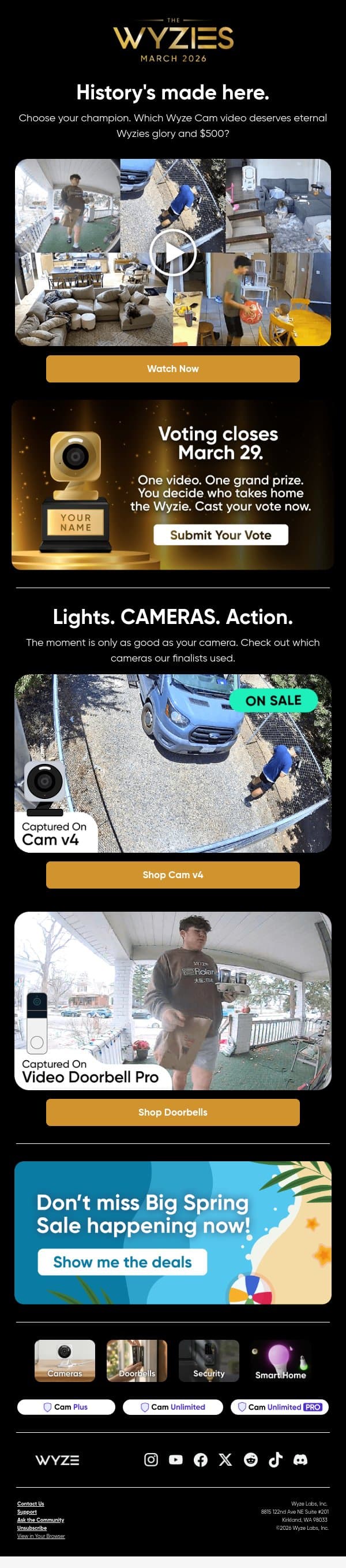 Caught on Wyze: diaper cream disasters, Wendy's avalanche, and haunted trucks. email from Wyze screenshot