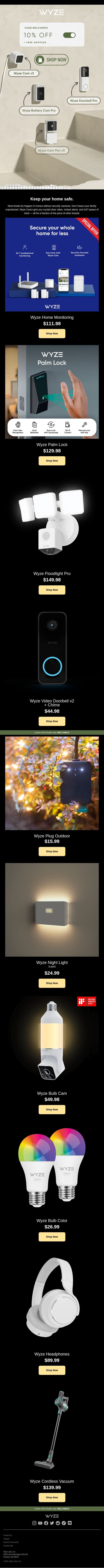 3 Hours Left for 10% Off! email from Wyze screenshot